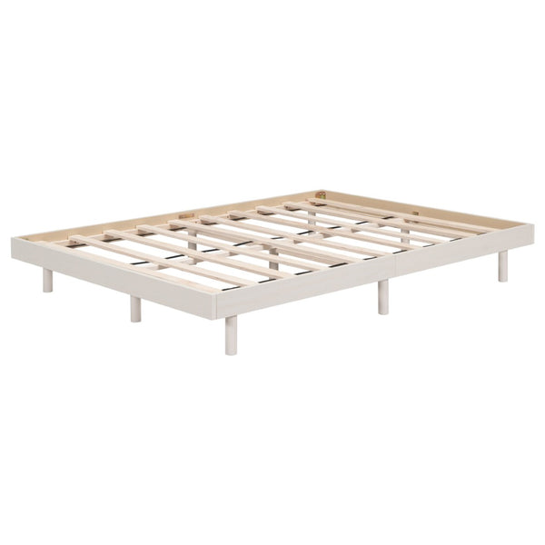English Elm Modern Floating Twin Platform Bed Rubberwood Legs Low Profile Minimalist Frame White Washed W697123291
