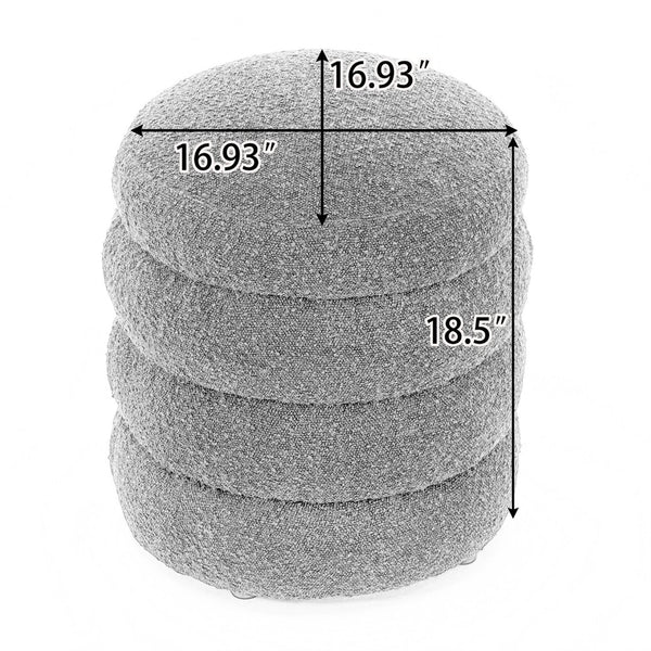 English Elm 006-soft Boucle Round Accent Stool Textured Footrest for Living Room or Bedroom W527121859