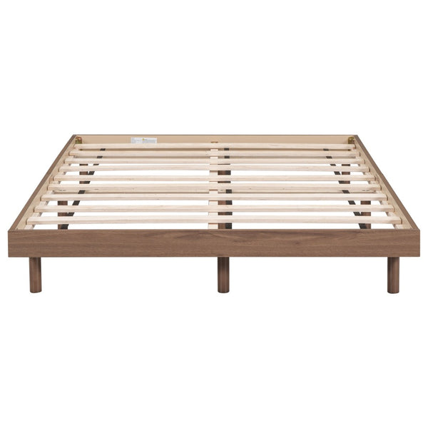 English Elm Modern Floating Twin Platform Bed Rubberwood Legs Low Profile Minimalist Frame Walnut W697123293