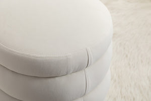 English Elm 006-soft Boucle Round Accent Stool Textured Footrest for Living Room or Bedroom W527121859