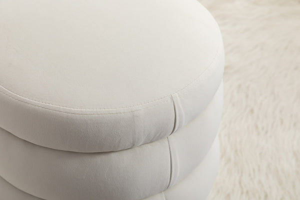 English Elm 006-soft Boucle Round Accent Stool Textured Footrest for Living Room or Bedroom W527121859