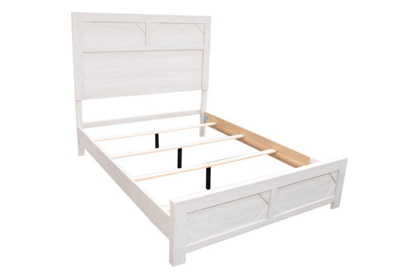 English Elm White Tall Panel Eastern King Bed Soaring Headboard Transitional Farmhouse Bedroom Frame B011S02091