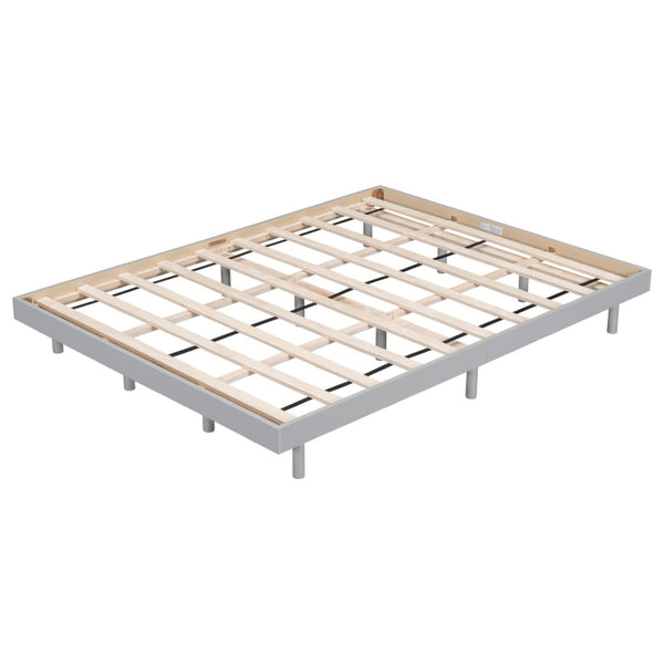 English Elm Modern Floating Queen Platform Bed Low Profile Grey Rubberwood Legs Sleek Minimalist Frame W697123295