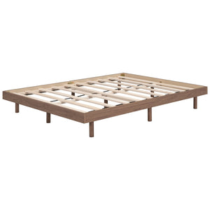 English Elm Modern Floating Twin Platform Bed Rubberwood Legs Low Profile Minimalist Frame Walnut W697123293