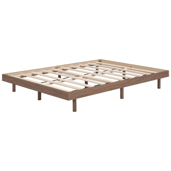 English Elm Modern Floating Twin Platform Bed Rubberwood Legs Low Profile Minimalist Frame Walnut W697123293
