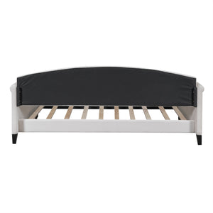 English Elm Modern Luxury Tufted Button Daybed Full Size Upholstered Wingback with Deep Tufting and Piped Edges Beige GX001009AAA-1