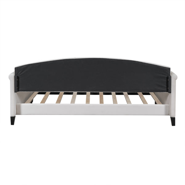 English Elm Modern Luxury Tufted Button Daybed Full Size Upholstered Wingback with Deep Tufting and Piped Edges Beige GX001009AAA-1