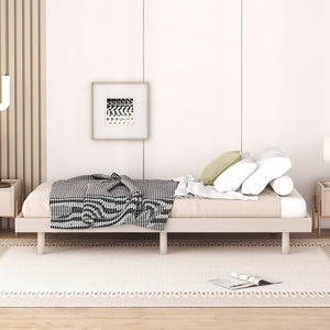 English Elm Modern Floating Twin Platform Bed Rubberwood Legs Low Profile Minimalist Frame White Washed W697123288