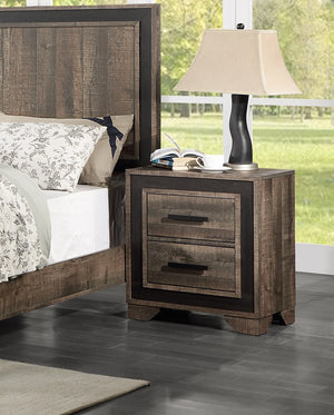 English Elm Oak Transitional Nightstand 2-Drawer - Oak Finish Paper Veneer Bedside Table, Farmhouse Style B011137849