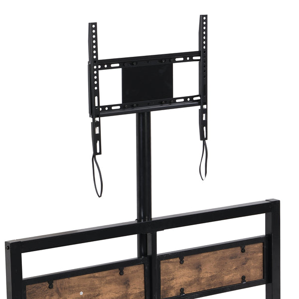 English Elm Twin Twin Size Metal Platform Bed with MDF Headboard, 2 Underbed Storage Drawers & Rotating TV Mount, Black - Low-Profile Modern Design WF309871AAB