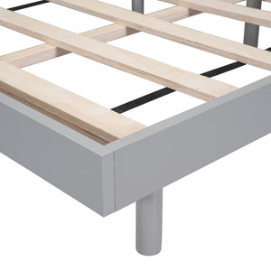 English Elm Modern Floating Queen Platform Bed Low Profile Grey Rubberwood Legs Sleek Minimalist Frame W697123295