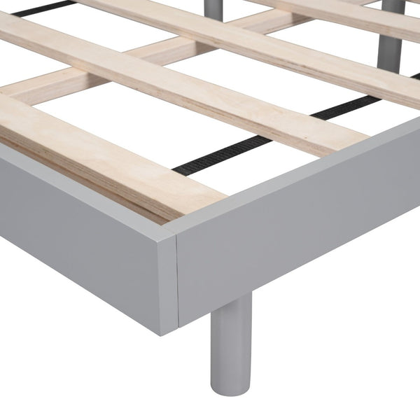 English Elm Modern Floating Queen Platform Bed Low Profile Grey Rubberwood Legs Sleek Minimalist Frame W697123295