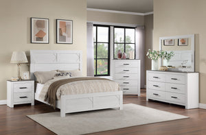 English Elm White Transitional Nightstand 2-Drawer Paper Veneer Bedside Table 24x16x26" Farmhouse Accent, Easy Assemble B011137848