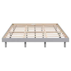 English Elm Modern Floating Queen Platform Bed Low Profile Grey Rubberwood Legs Sleek Minimalist Frame W697123295