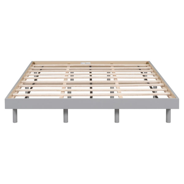 English Elm Modern Floating Queen Platform Bed Low Profile Grey Rubberwood Legs Sleek Minimalist Frame W697123295