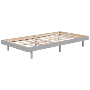 English Elm Modern Floating Twin Platform Bed Rubberwood Legs Low Profile Minimalist Frame Grey W697123289