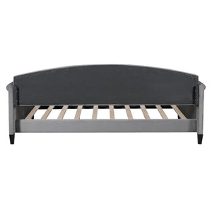 English Elm Modern Luxury Tufted Button Daybed Full Size Upholstered Wingback with Deep Tufting and Piped Edges Gray GX001009AAE-1