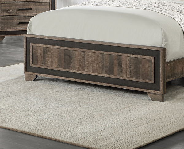 English Elm Oak Transitional Queen Bed with High Headboard, Oak Finish Farmhouse Panel Design for Bedrooms Oak 89 L x 9 W x 7 H B011S01403