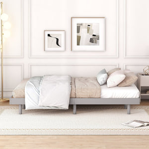 English Elm Modern Floating Queen Platform Bed Low Profile Grey Rubberwood Legs Sleek Minimalist Frame W697123295