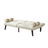 English Elm Convertible Sofa Bed Futon With Solid Wood Legs Linen Fabric Ivory