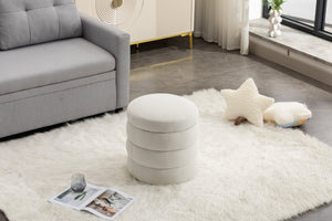 English Elm 006-soft Boucle Round Accent Stool Textured Footrest for Living Room or Bedroom W527121859