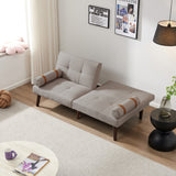 Christopher Knight Home® - Noble House - Convertible Sofa Bed Futon With Solid Wood Legs Linen Fabric Light Grey