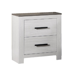 English Elm White Transitional Nightstand 2-Drawer Paper Veneer Bedside Table 24x16x26" Farmhouse Accent, Easy Assemble B011137848