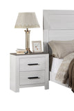 English Elm White Color 1 Piece Nightstand Paper Veneer Bedroom Furniture 2-Drawers Bedside Table