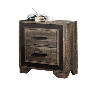 English Elm Oak Transitional Nightstand 2-Drawer - Oak Finish Paper Veneer Bedside Table, Farmhouse Style B011137849