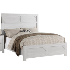 English Elm White Tall Panel Eastern King Bed Soaring Headboard Transitional Farmhouse Bedroom Frame B011S02091