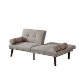 Christopher Knight Home® - Noble House - Convertible Sofa Bed Futon With Solid Wood Legs Linen Fabric Light Grey