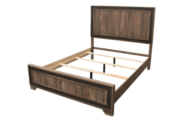 English Elm Oak Transitional Queen Bed with High Headboard, Oak Finish Farmhouse Panel Design for Bedrooms Oak 89 L x 9 W x 7 H B011S01403