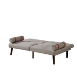 Christopher Knight Home® - Noble House - Convertible Sofa Bed Futon With Solid Wood Legs Linen Fabric Light Grey