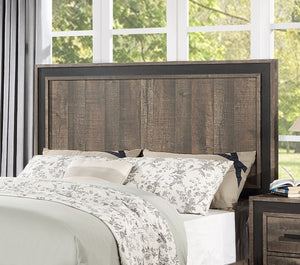 English Elm Oak Transitional Queen Bed with High Headboard, Oak Finish Farmhouse Panel Design for Bedrooms Oak 89 L x 9 W x 7 H B011S01403