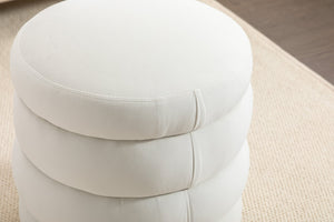 English Elm 006-soft Boucle Round Accent Stool Textured Footrest for Living Room or Bedroom W527121859