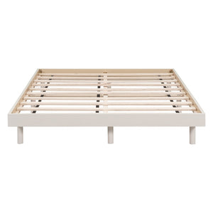 English Elm Modern Floating Twin Platform Bed Rubberwood Legs Low Profile Minimalist Frame White Washed W697123291