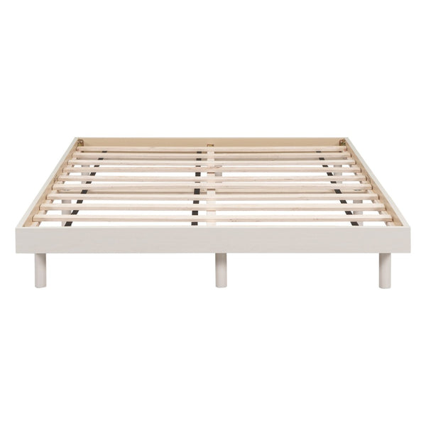 English Elm Modern Floating Twin Platform Bed Rubberwood Legs Low Profile Minimalist Frame White Washed W697123291