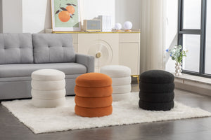 English Elm 006-soft Boucle Round Accent Stool Textured Footrest for Living Room or Bedroom W527121859
