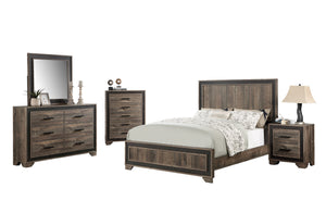 English Elm Oak Transitional Queen Bed with High Headboard, Oak Finish Farmhouse Panel Design for Bedrooms Oak 89 L x 9 W x 7 H B011S01403