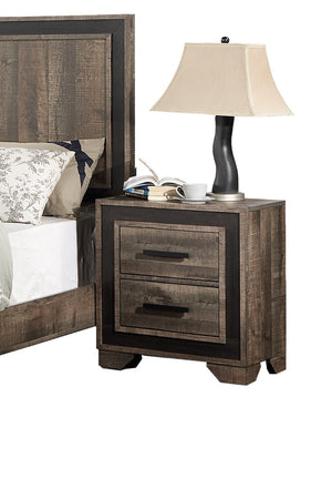 English Elm Oak Transitional Nightstand 2-Drawer - Oak Finish Paper Veneer Bedside Table, Farmhouse Style B011137849