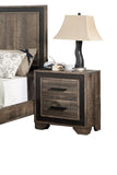 English Elm Oak Finish 1 Piece Nightstand Paper Veneer Bedroom Furniture 2-Drawers Bedside Table