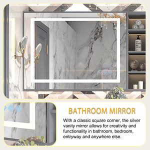 English Elm 48x36inch LED Bathroom Mirror with HD Float Glass, 3000-6000K Dimmable Back & Front Light, IP54 Anti-Fog, UL-Certified Mountable-Friendly W2091126994