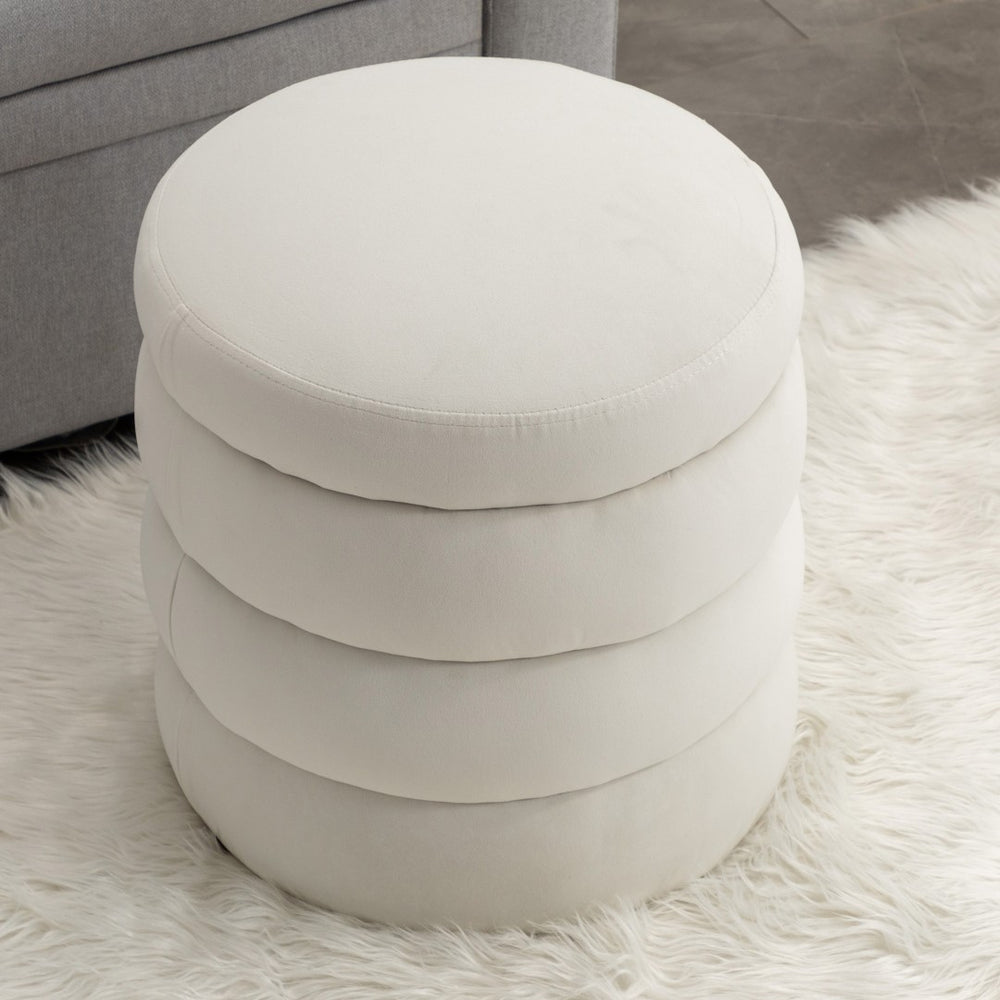 English Elm 006-soft Boucle Round Accent Stool Textured Footrest for Living Room or Bedroom W527121859