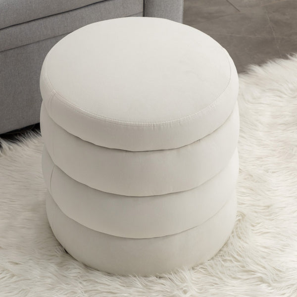English Elm 006-soft Boucle Round Accent Stool Textured Footrest for Living Room or Bedroom W527121859