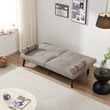 Christopher Knight Home® - Noble House - Convertible Sofa Bed Futon With Solid Wood Legs Linen Fabric Light Grey