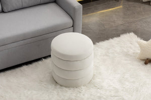 English Elm 006-soft Boucle Round Accent Stool Textured Footrest for Living Room or Bedroom W527121859