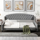 Hearth and Haven Vortex Full Size Upholstered Daybed with Button Tufted Headboard, Grey GX001009AAE
