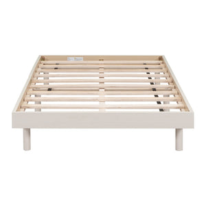 English Elm Modern Floating Twin Platform Bed Rubberwood Legs Low Profile Minimalist Frame White Washed W697123288