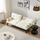 English Elm Convertible Sofa Bed Futon With Solid Wood Legs Linen Fabric Ivory