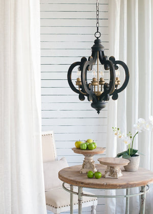 English Elm 3 Light Whitewash Fir Wood Drum Chandelier Iron Accents Farmhouse Foyer Dining W2078137918